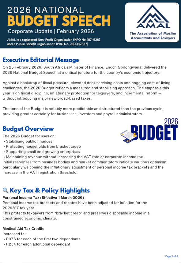 Budget speech Update