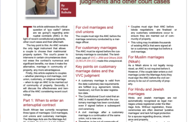 Quo vadis? Antenuptial contracts